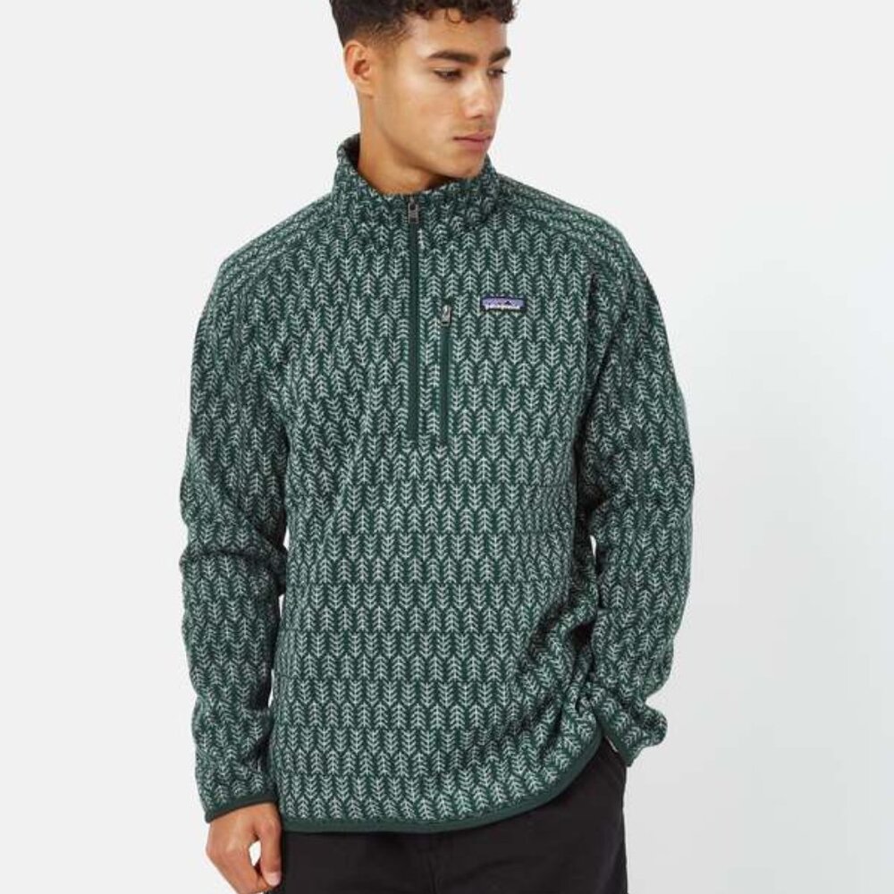 PATAGONIA Better Sweater Mens Sz XXL Green Northern Pine Quarter Zip Green EUC